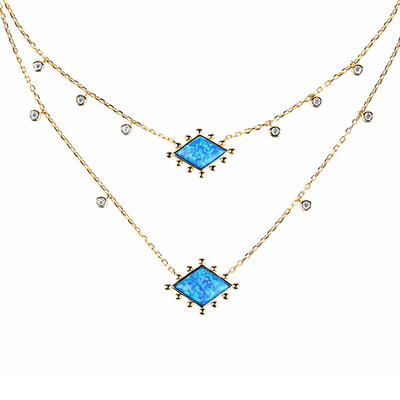 Jeulia Stardust Opal Double Layered Necklace
