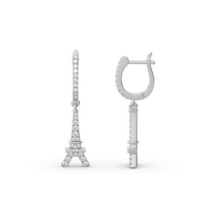 Jeulia Eiffel Tower Sterling Silver Drop Earrings