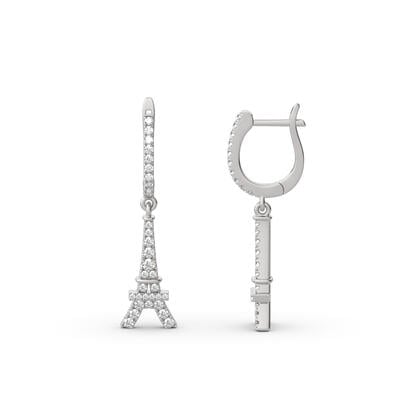 Jeulia Eiffel Tower Sterling Silver Drop Earrings