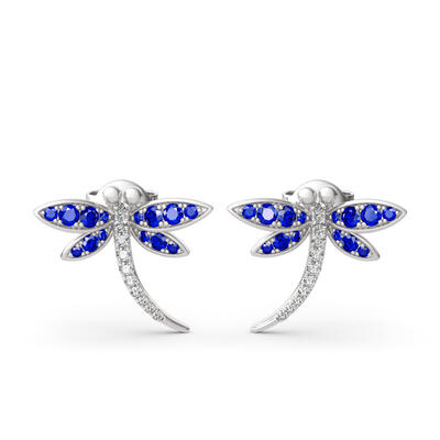 Jeulia "Garden Dragonfly" Round Cut Sterling Silver Earrings
