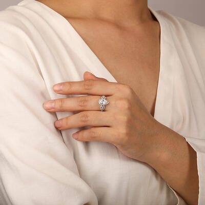 "Never Separate" Pear Cut Halo Engagement Ring