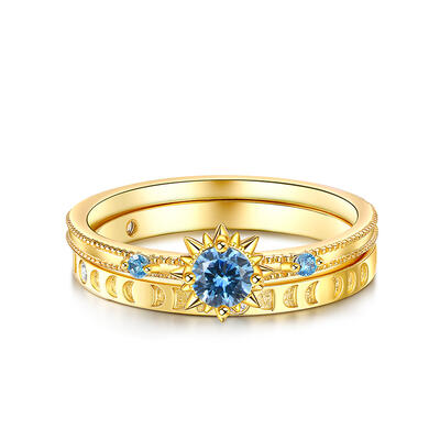 Jeulia Ensemble de bagues Soleil et Lune Phases Argent Sterling