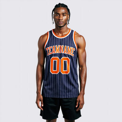 Custom Pinstripe Navy Basketball Jersey - Authentic Quality, Sleek Stripes, Player Name Print