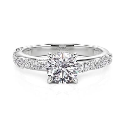Jeulia Milgrain Wave Pave Round Cut Engagement Ring