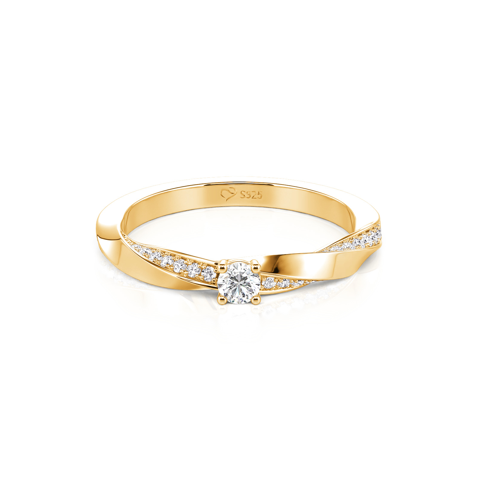 Jeulia Minimalist Gold Swirl Round Cut Promise Ring