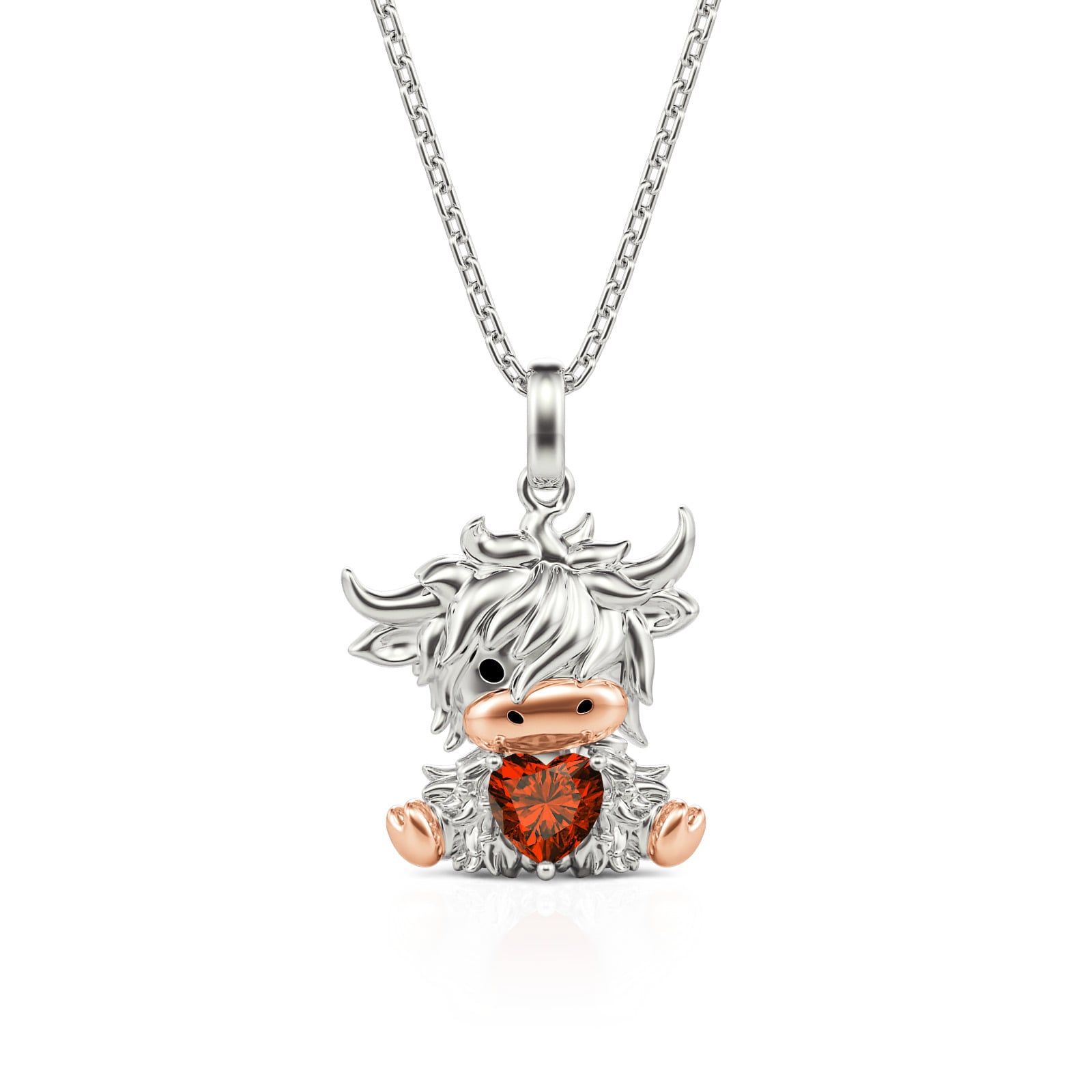 Jeulia Hug Me Collar Personalizado con Vaca Highland con Piedra Natal