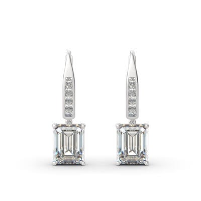 Jeulia Classic Emerald Cut Sterling Silver Drop Earrings