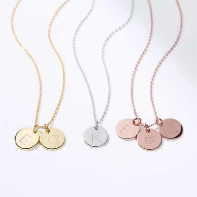 Jeulia Rund Sterling Silber Halskette Coinkette mit Personalisiert Graviert Buchstaben