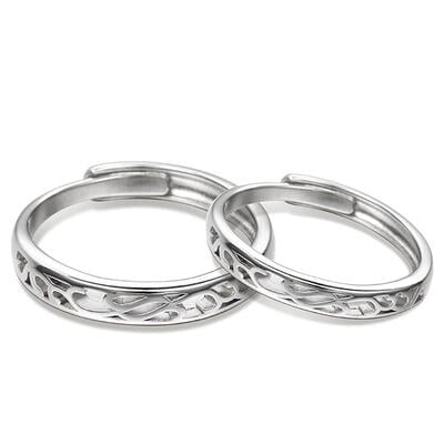 Jeulia "Endless Love" Vine Flower Design Adjustable Sterling Silver Couple Rings