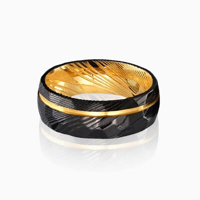"Twilight's Caress" 8mm Damascus Steel Men's Wedding Ring