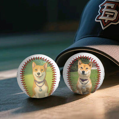 Personalized Baseball Add Pet Photo Cartoon Effect Portrait Baseball Birthday Gift for Pet Lovers