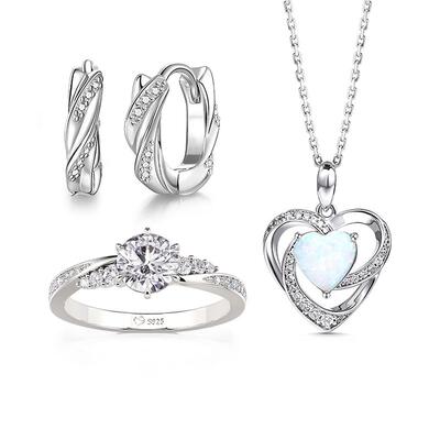 Jeulia Sparkling Twisted Sterling Silver Jewelry Set for Women