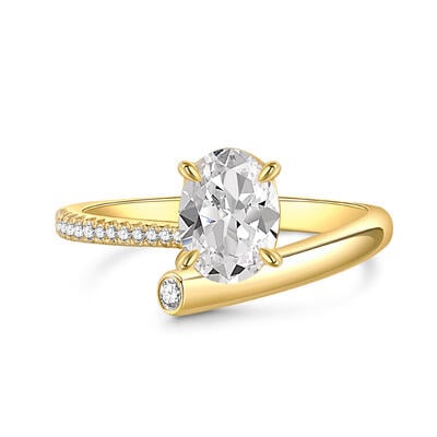 Jeulia Bypass Gold Oval Cut Engagement Ring Sterling Silver