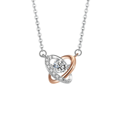 Jeulia Two Tone Twist Dancing Stone Necklace