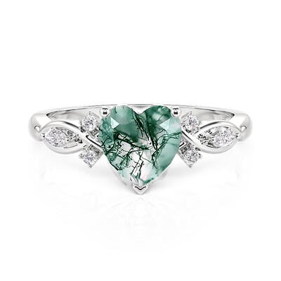 Jeulia Infinity Heart Moss Agate Engagement Ring
