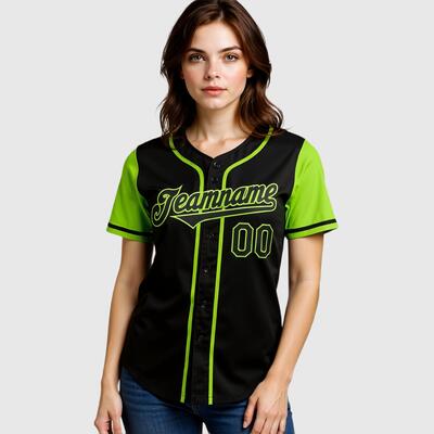 Custom Black Neon Green Two Tone Baseball Jersey with Personalized Number and Logo for Games Practices and Fan Events