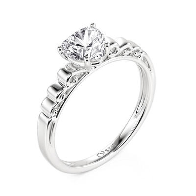 Jeulia Fashion Hidden Bow Heart Promise Ring Sterling Silver