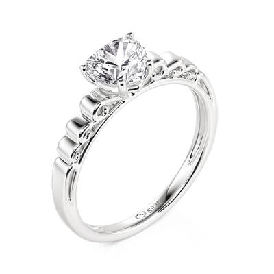Jeulia Fashion Hidden Bow Heart Promise Ring Sterling Silver