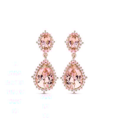 Jeulia Boucles d'oreilles Double coupe poire Morganite synthétique Argent Sterling