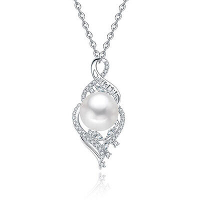 Jeulia "Wonderful Fate" Pearl Personalized Sterling Silver Necklace