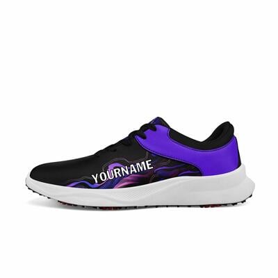 Personalized Black and Purple Golf Shoes - Custom Name and Logo Footwear