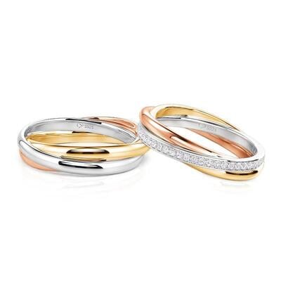 Jeulia Classic Trinity Matching Couple's Ring Set