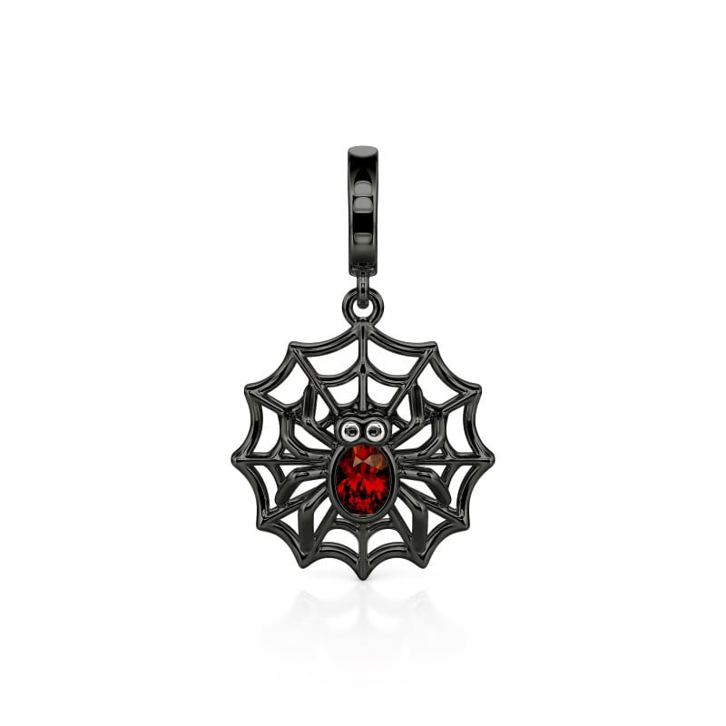 Jeulia Gothic Black Spider Web & Spider Charm