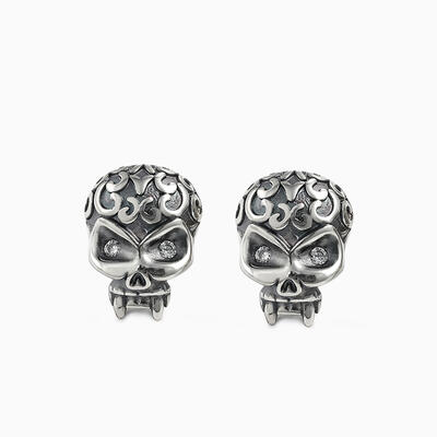 Jeulia "Celtic Culture" Skull Sterling Silver Earrings