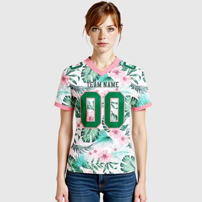 Custom Football Jersey 3D Pattern Flower Hawaii style Mesh Authentic
