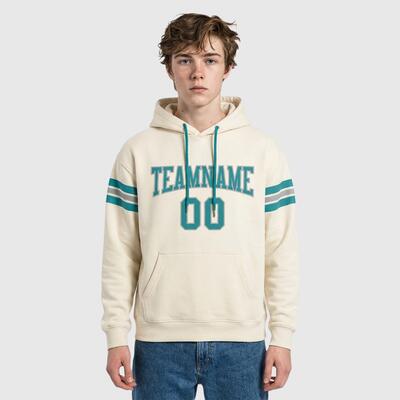 Soft Custom Stitched Cream Football Pullover Hoodie Cozy Ideal for Football Custom Team Name & Number