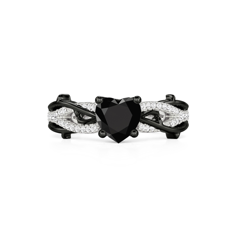 Jeulia Gothic Infinity Twist Women's Black Heart Ring
