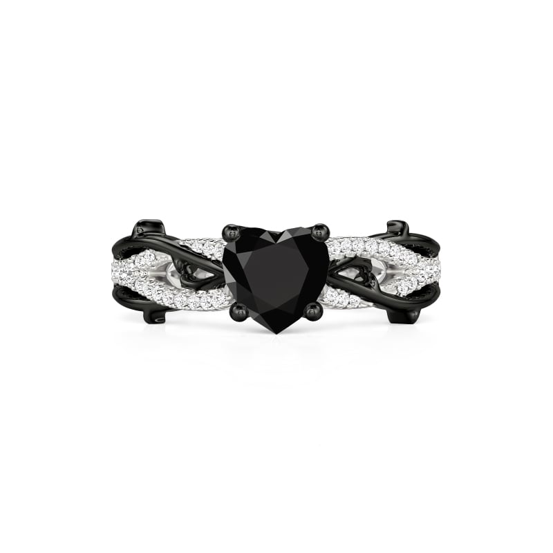 Jeulia Gothic Infinity Twist Women's Black Heart Ring