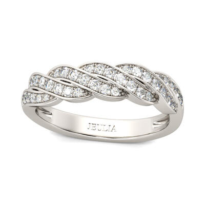 Jeulia Twist Round Cut Sterling Silver Women's Band