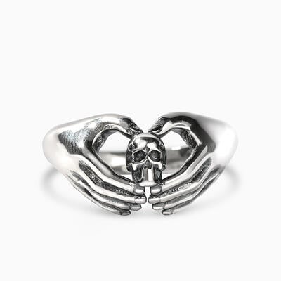 Jeulia "Claddagh" Skull Design Sterling Silver Ring
