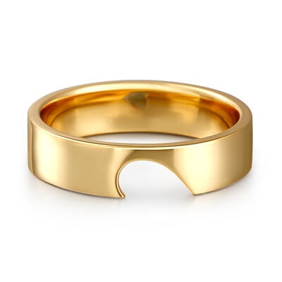 Jeulia Half Heart Design Sterling Silver Men's Band