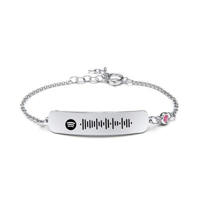 Jeulia Scannable Spotify Code Stainless Steel Bracelet With Birthstone