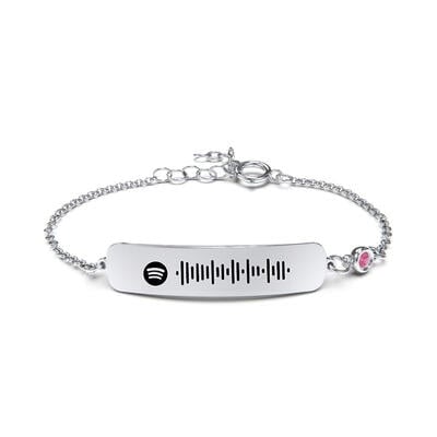 Jeulia Scannable Spotify Code Stainless Steel Bracelet With Birthstone