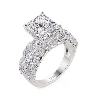 Jeulia Anillo de Compromiso con Racimo Vintage Corte Radiante