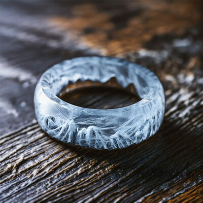 Reslol Novel Snow Mountain-inspired Handmade Resin Wood Ring