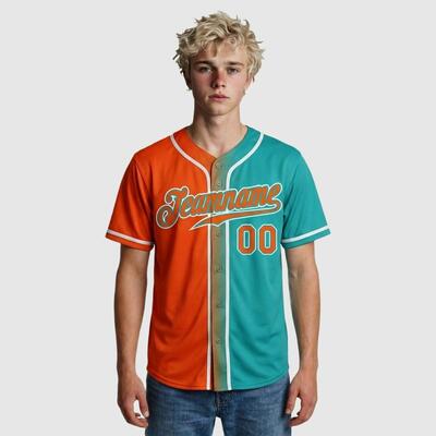 Custom Orange-Aqua Gradient Baseball Jersey – Personalized Name, Number, Logo & Bulk Orders
