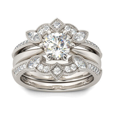 Jeulia Vintage Sterling Silver Enhancer Ring Set