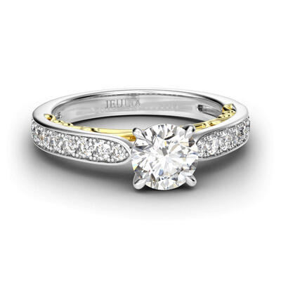 Jeulia Classic Round Cut Sterling Silver Engagement Ring