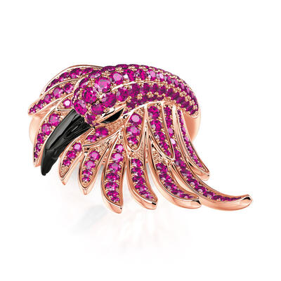 Jeulia "Fiery Passion" Flamingo Design Sterling Silver Ring