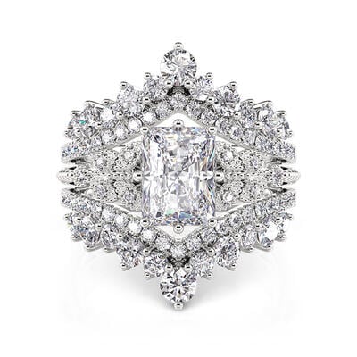 Jeulia Interchangeable Butterfly Eternity Ring Set Radiant Cut Sterling Silver