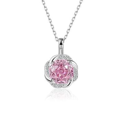 Jeulia Rose Cut Pink Necklace Sterling Silver
