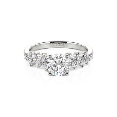 Jeulia Star Trail Round Cut Engagement Ring Sterling Silver
