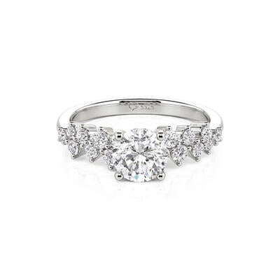 Jeulia Star Trail Round Cut Engagement Ring Sterling Silver