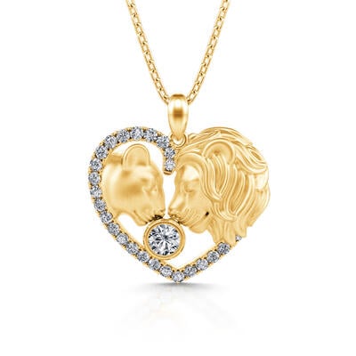 Jeulia "The Lion King and Queen" Sterling Silver Necklace