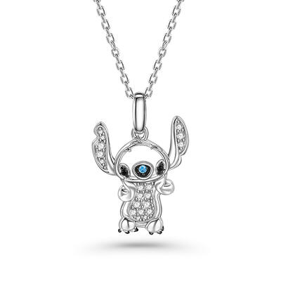 Jeulia "Too Cute Black Eyes" Little Monster Necklace Sterling Silver