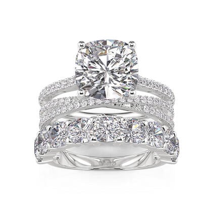 Jeulia Hidden Halo Glitter Radiant Cut Ring Set 3PCS